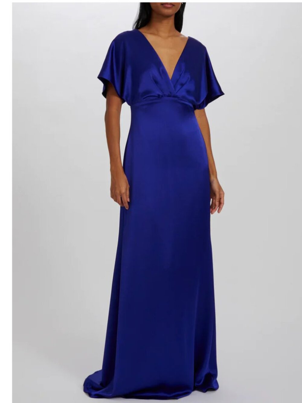 Cobalt V-neck Fluid Satin Gown Style Mara Size 14